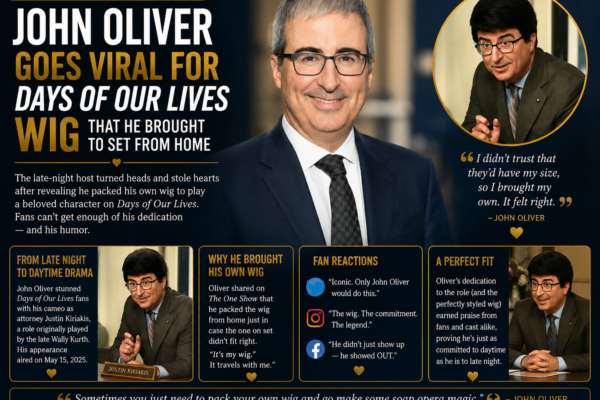 John Oliver Goes Viral for Hilarious Days of Our Lives Wig He Brought From Home