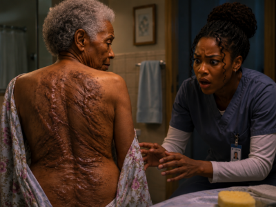 For three years, the elderly woman screamed every time a caregiver tried to bathe her: “Don’t touch my back!” Her son insisted she was losing her mind, pushing to lock her away in a psychiatric ward. But with only 72 hours left before she was taken away, one young caregiver finally earned her trust. Then, while gently washing her back, she froze.